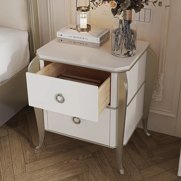 Elegant Solid Wood Nightstand with Multi-layer Board and Stylish Design - Perfect Bedroom Storage Solution! fjfn-5290