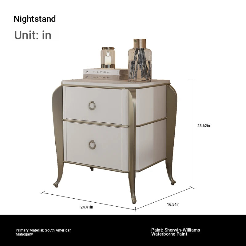 Elegant Solid Wood Nightstand with Multi-layer Board and Stylish Design - Perfect Bedroom Storage Solution! fjfn-5290