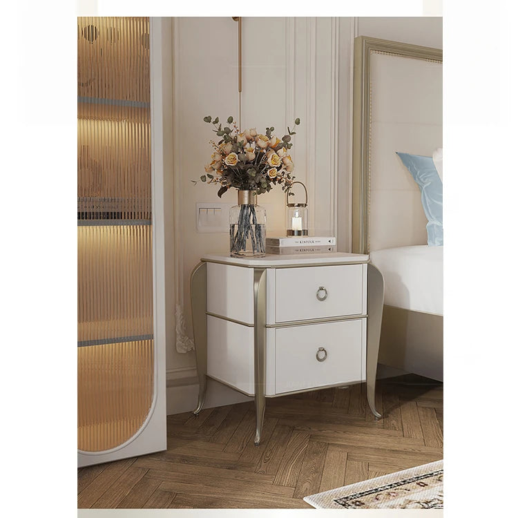 Elegant Solid Wood Nightstand with Multi-layer Board and Stylish Design - Perfect Bedroom Storage Solution! fjfn-5290