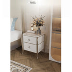 Elegant Solid Wood Nightstand with Multi-layer Board and Stylish Design - Perfect Bedroom Storage Solution! fjfn-5290
