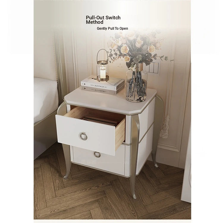 Elegant Solid Wood Nightstand with Multi-layer Board and Stylish Design - Perfect Bedroom Storage Solution! fjfn-5290