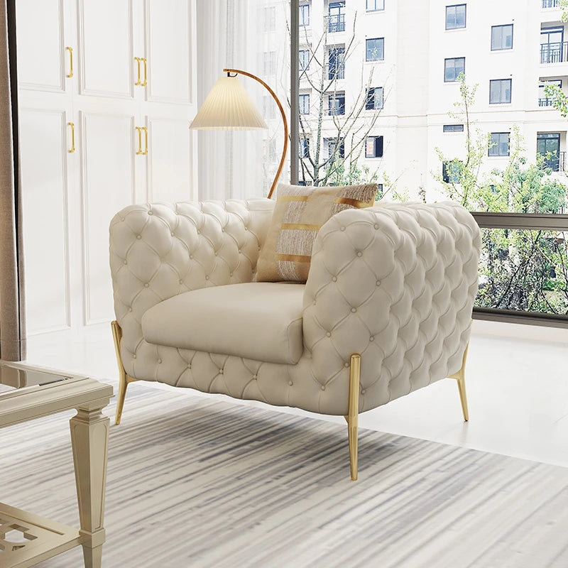 Elegant Solid Wood Cowhide Leather Sofa Set - Modern Luxury Living Room Furniture fjfn-5291