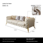 Elegant Solid Wood Cowhide Leather Sofa Set - Modern Luxury Living Room Furniture fjfn-5291