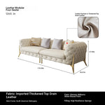 Elegant Solid Wood Cowhide Leather Sofa Set - Modern Luxury Living Room Furniture fjfn-5291