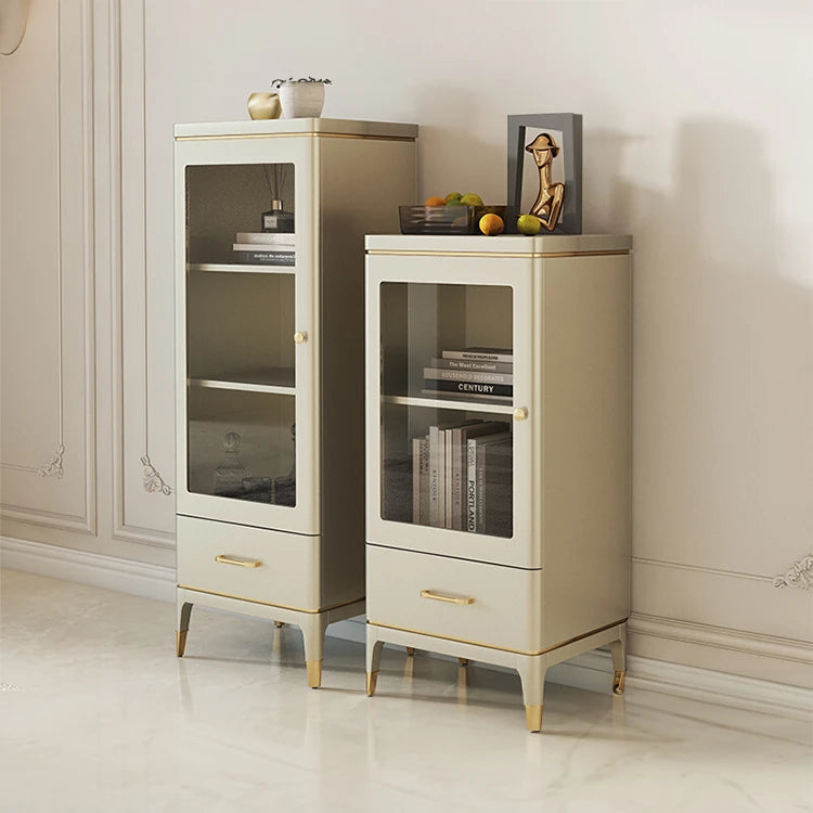 Elegant Solid Wood Wine Cabinet with Glass Doors – Modern Multi-Layer Storage for Home Decor fjfn-5292