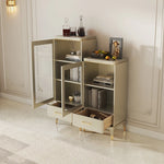 Elegant Solid Wood Wine Cabinet with Glass Doors – Modern Multi-Layer Storage for Home Decor fjfn-5292