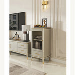 Elegant Solid Wood Wine Cabinet with Glass Doors – Modern Multi-Layer Storage for Home Decor fjfn-5292