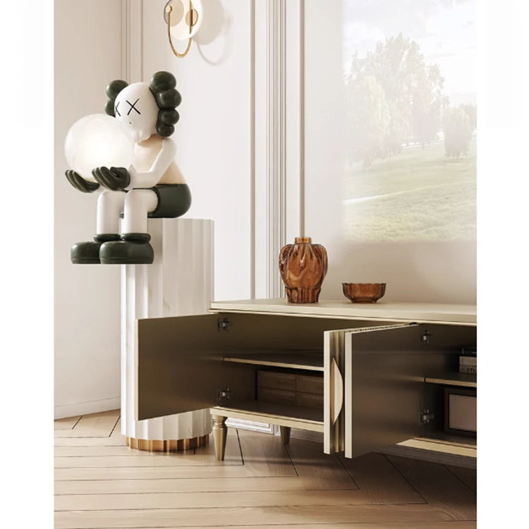 Elegant Solid Wood TV Stand with Multi-Layer Board – Modern Storage Solution for Living Room Décor fjfn-5293
