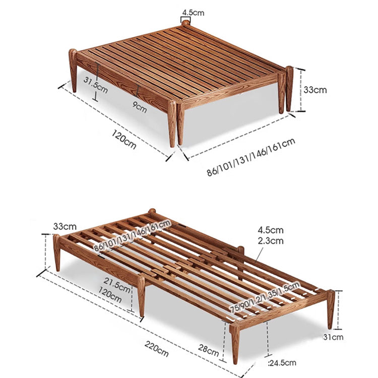 Elegant Brown and Black Natural Wood Bed – Premium Ash Wood Frame fjjj-1652