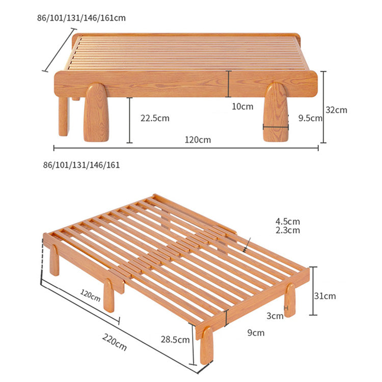 Modern Bed Frame in Natural Ash Wood - Sleek and Durable fjjj-1654