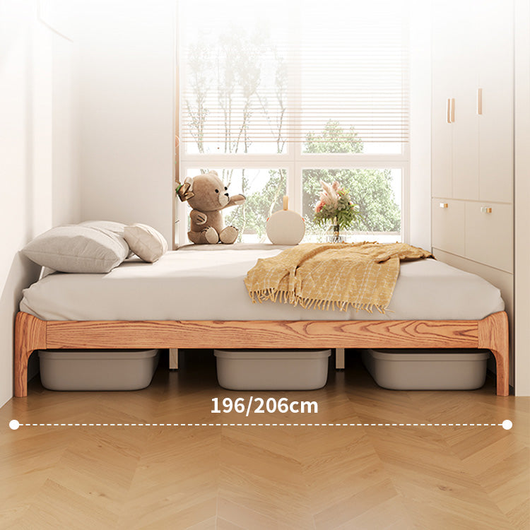 Stylish Light Brown Bed with Natural Wood Accents - Premium Ash Wood Frame fjjj-1655