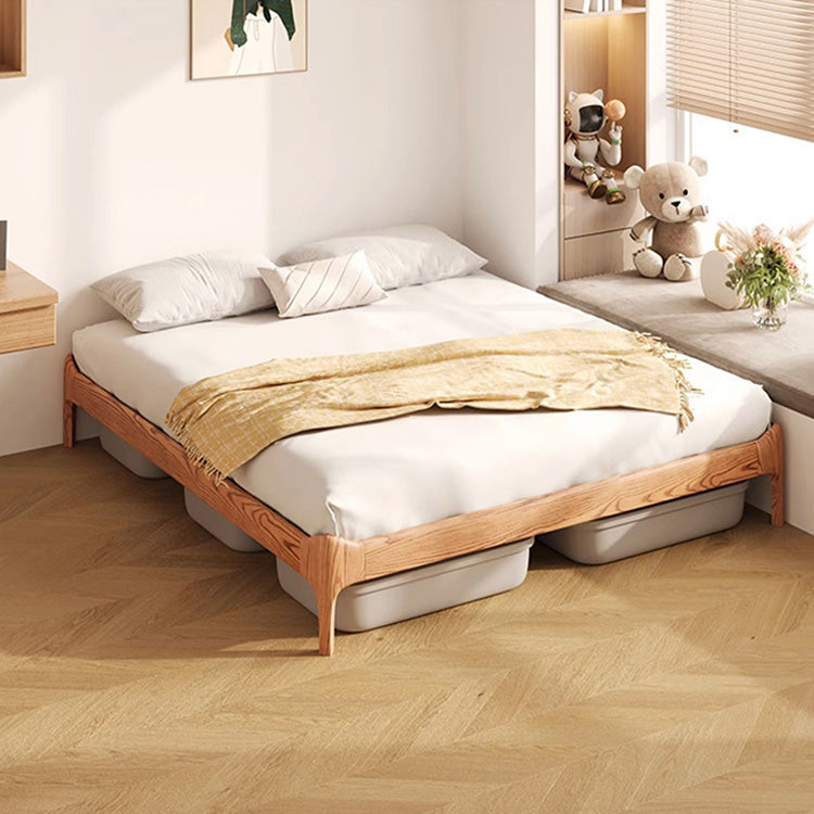 Stylish Light Brown Bed with Natural Wood Accents - Premium Ash Wood Frame fjjj-1655