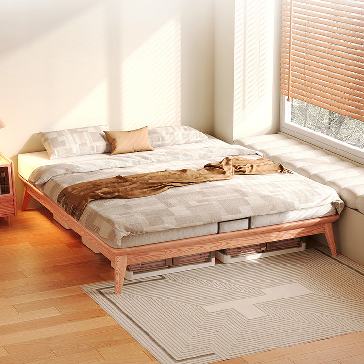 Elegant Bed Frame in Natural Wood with White and Light Brown Ash Wood Accents fjjj-1656