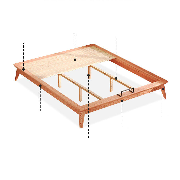 Elegant Bed Frame in Natural Wood with White and Light Brown Ash Wood Accents fjjj-1656