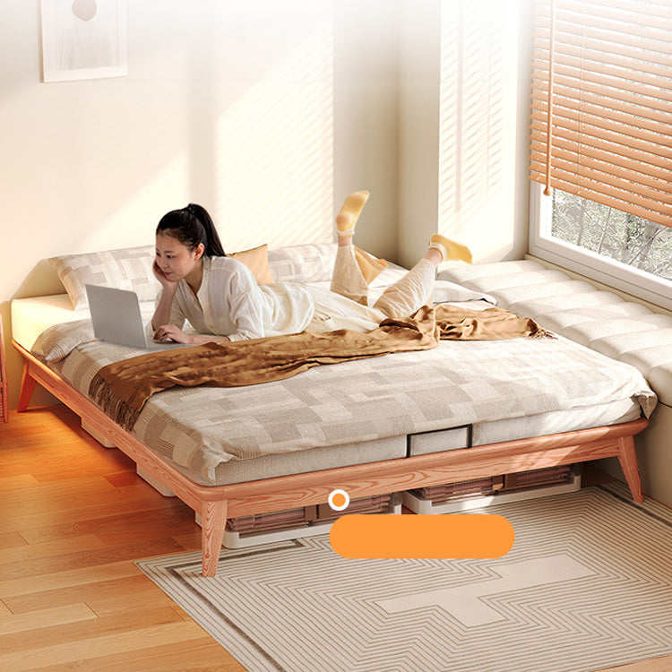 Elegant Bed Frame in Natural Wood with White and Light Brown Ash Wood Accents fjjj-1656