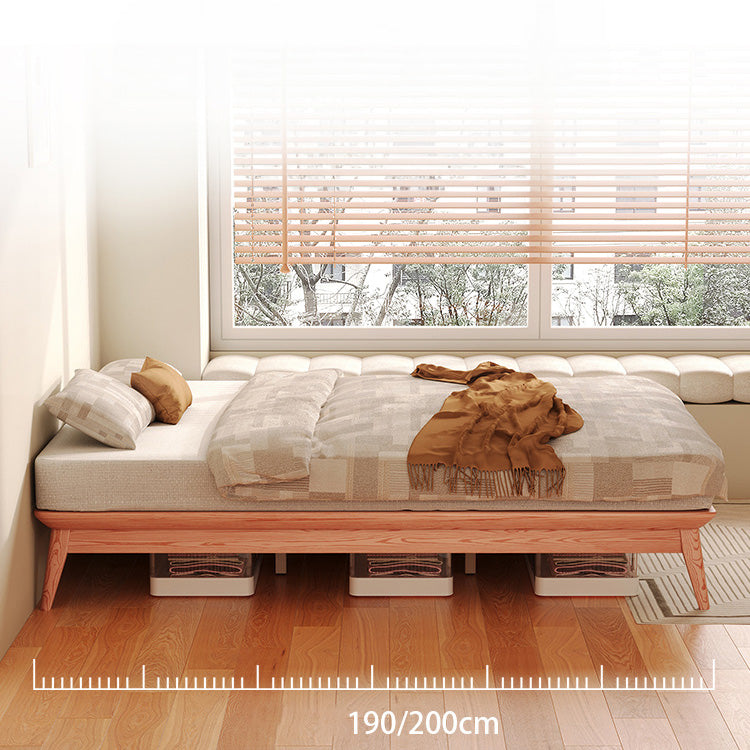 Elegant Bed Frame in Natural Wood with White and Light Brown Ash Wood Accents fjjj-1656