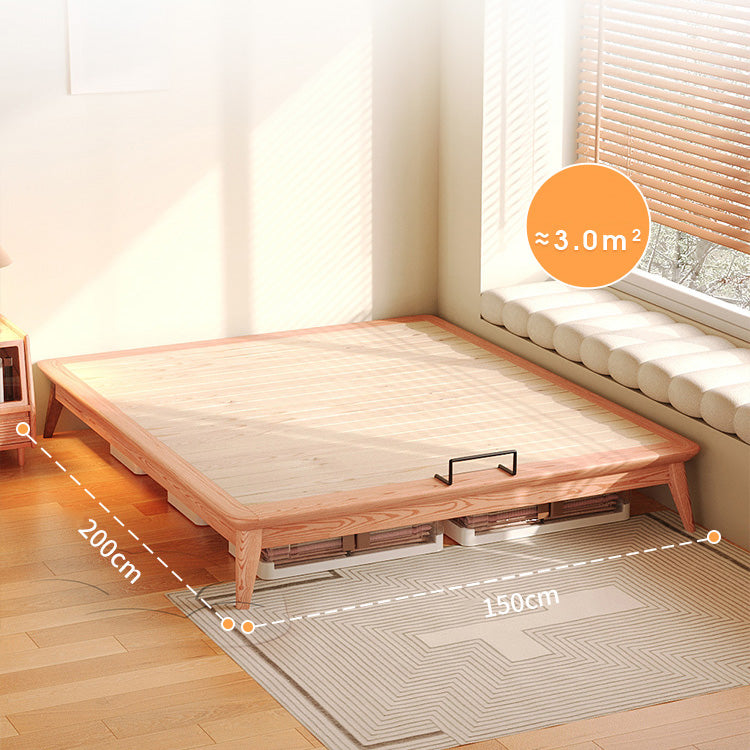 Elegant Bed Frame in Natural Wood with White and Light Brown Ash Wood Accents fjjj-1656