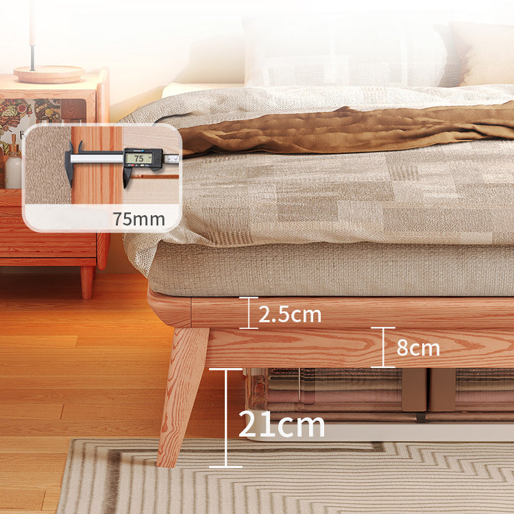 Elegant Bed Frame in Natural Wood with White and Light Brown Ash Wood Accents fjjj-1656