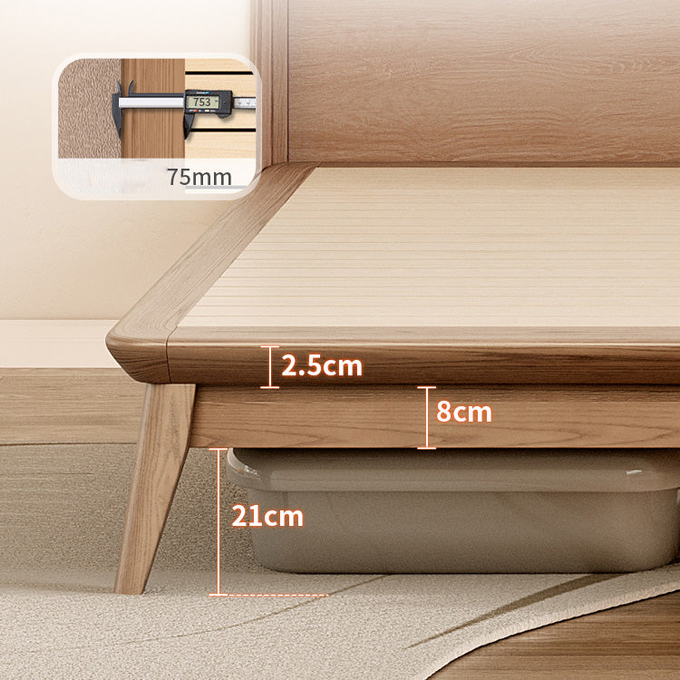 Sleek Ash Wood Bed Frame with Luxurious Down Corduroy Upholstery in Earthy Hues fjjj-1660