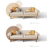 Stylish Beige Sofa with Natural Wood Frame | Cotton, Linen & Leathaire Blend fjnl-1579