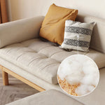 Stylish Beige Sofa with Natural Wood Frame | Cotton, Linen & Leathaire Blend fjnl-1579