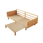 Stylish Beige Sofa with Natural Wood Frame | Cotton, Linen & Leathaire Blend fjnl-1579