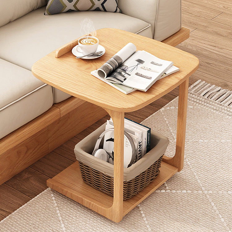 Chic Natural Wood Tea Table with Glass and Ceramic Accents in Brown White Ash fjnl-1581