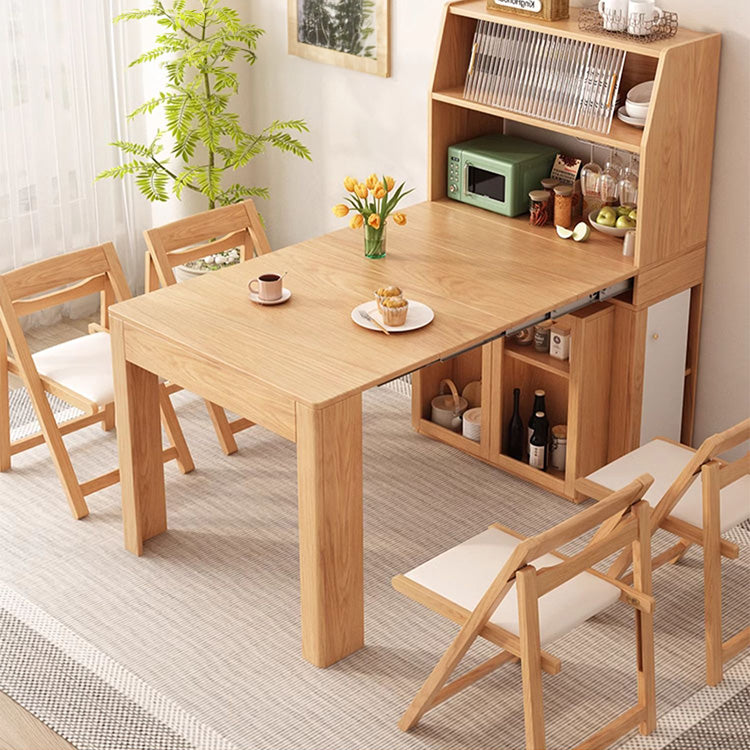 Stunning Light Brown Natural Wood Table with Elegant Glass Top fjnl-1582