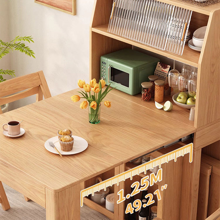 Stunning Light Brown Natural Wood Table with Elegant Glass Top fjnl-1582