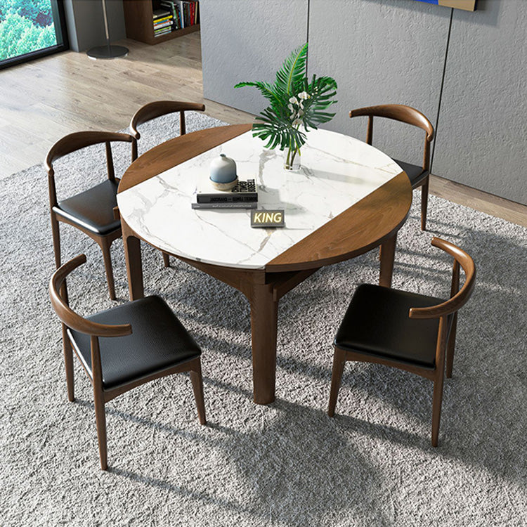 Modern Solid Wood Dining Chair in Faux Leather – Black, Brown, or White fjnl-1595