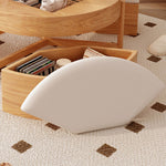 Elegant White and Brown Tea Table with Natural Wood and Ceramic Top fjnl-1599