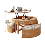 Elegant White and Brown Tea Table with Natural Wood and Ceramic Top fjnl-1599