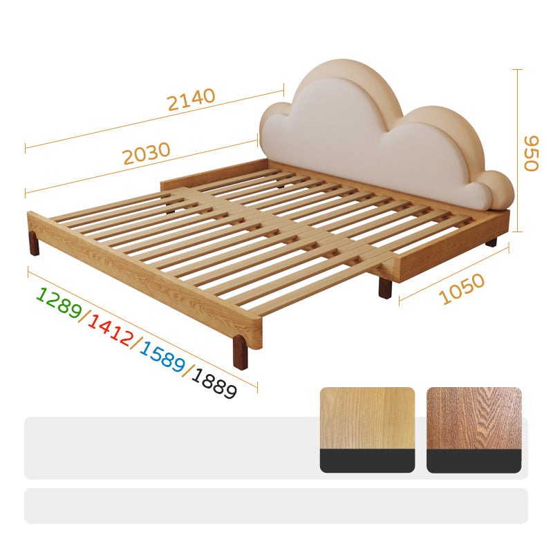 Solid Beech Wood Bed with Leathaire Upholstery – Elegant and Durable Natural Design fjnl-1603