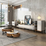 Stylish Round Tea Table - Solid Wood & Ceramic Sintered Stone Design fjnl-2448