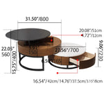 Stylish Round Tea Table - Solid Wood & Ceramic Sintered Stone Design fjnl-2448