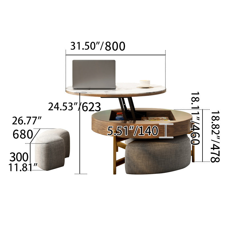 Elegant Sintered Stone Tea Table with Stainless Steel Frame and PU Leather Linen Finish fjnl-2449