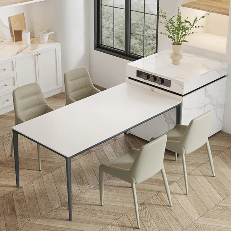 Sleek Aluminum Alloy & Ceramic Sintered Stone Dining Table – Modern Elegance for Every Home fjnw-4533