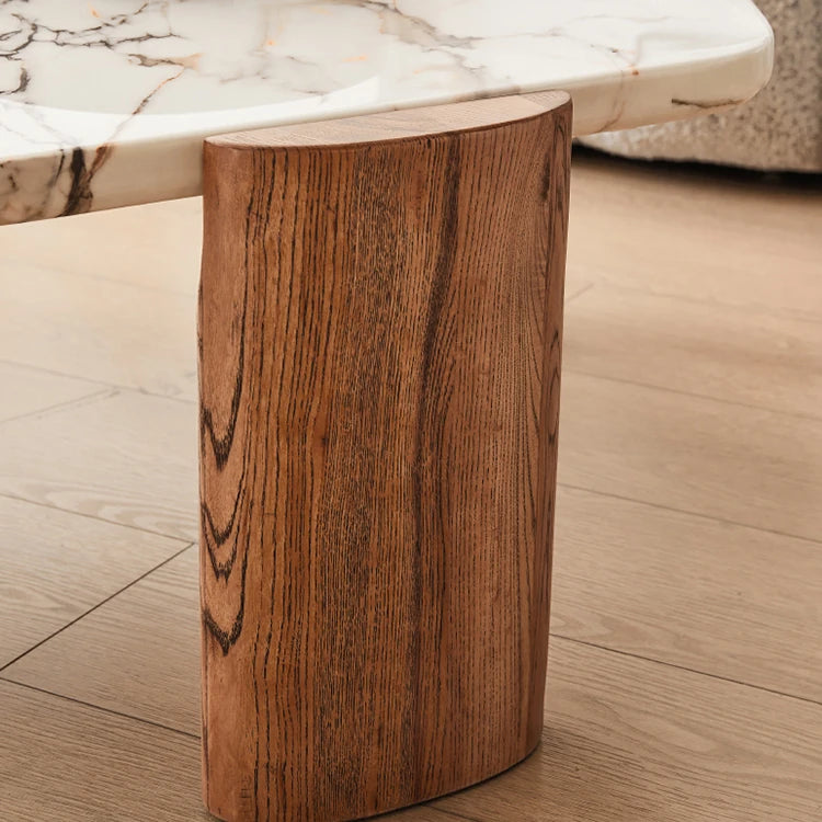 Modern Marble Ash Wood Tea Table - Elegant Living Room Centerpiece fjnw-4534