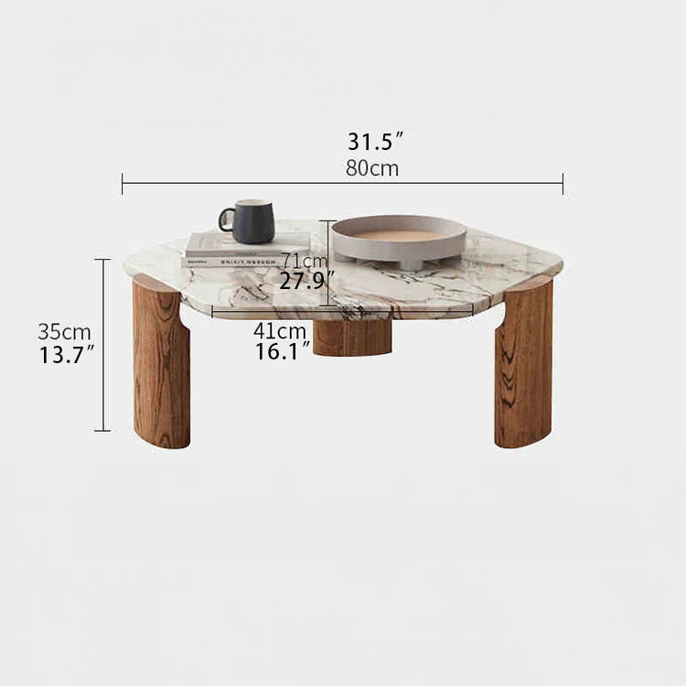 Modern Marble Ash Wood Tea Table - Elegant Living Room Centerpiece fjnw-4534