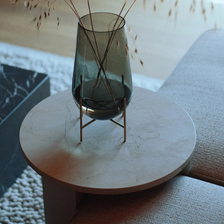 Modern Marble Ceramic Tea Table - Sleek Sintered Stone Terrazzo Design for Stylish Living Spaces fjnw-4537