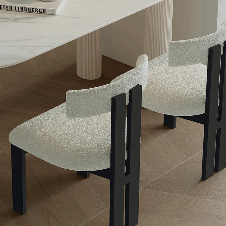 Stylish Faux Lambswool Chairs with Ash Wood Legs for Modern Dining Room Decor fjnw-4540