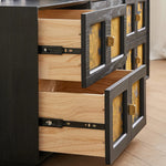 Vintage Pine Bedside Cupboard with Artistic Silk Panels for Stylish Storage fjnw-4542