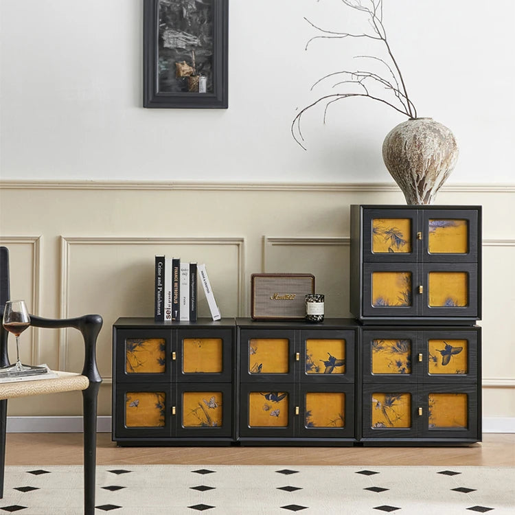 Stylish Pine Multi-layer Cabinet with Silk Panels - Elegant Storage Solution fjnw-4543