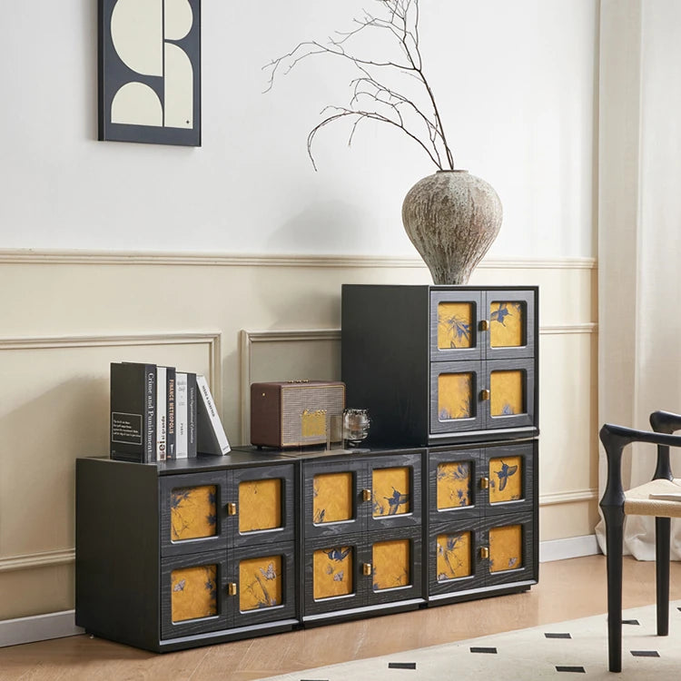 Stylish Pine Multi-layer Cabinet with Silk Panels - Elegant Storage Solution fjnw-4543