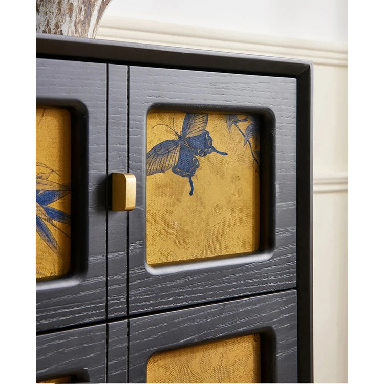 Stylish Pine Multi-layer Cabinet with Silk Panels - Elegant Storage Solution fjnw-4543