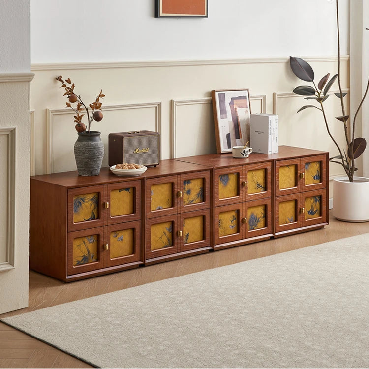 Stylish Pine Multi-layer TV Cabinet with Silk Accents - Perfect for Modern Living Rooms fjnw-4544