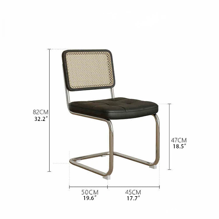 Stylish Rattan Weaving Dining Chair with PU Leather and Stainless Steel Legs fjnw-4545