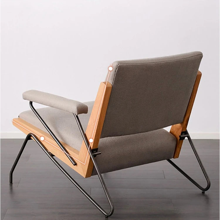 Modern Cotton-Ramie Lounge Chair with Ash Wood Accents - Stylish Comfort for Your Living Space fjnw-4547