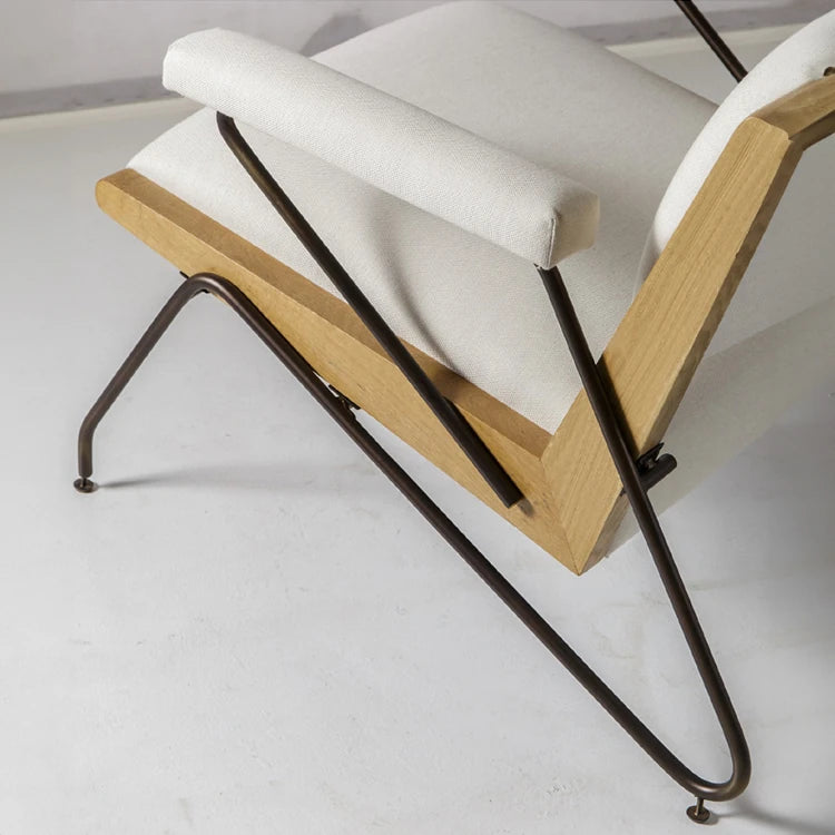 Modern Cotton-Ramie Lounge Chair with Ash Wood Accents - Stylish Comfort for Your Living Space fjnw-4547