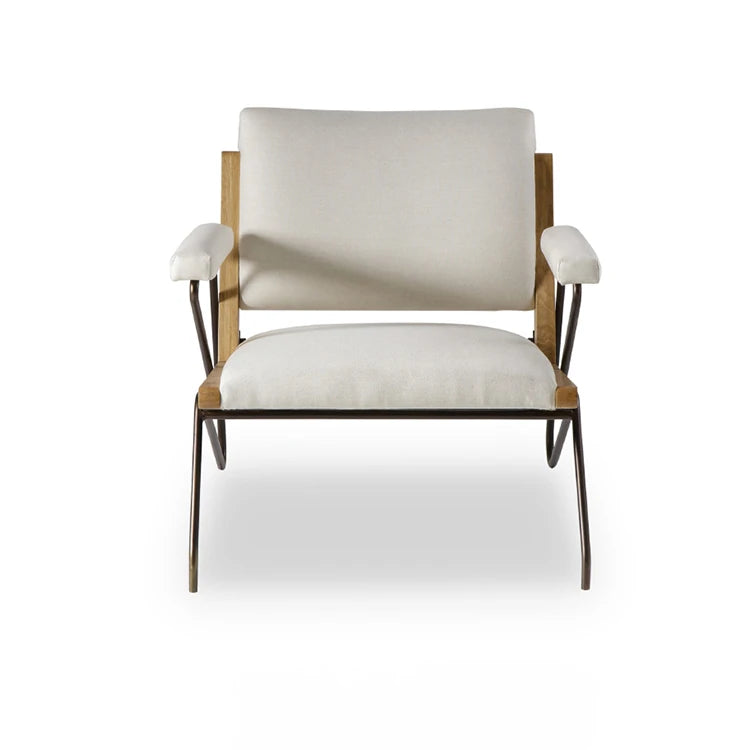 Modern Cotton-Ramie Lounge Chair with Ash Wood Accents - Stylish Comfort for Your Living Space fjnw-4547